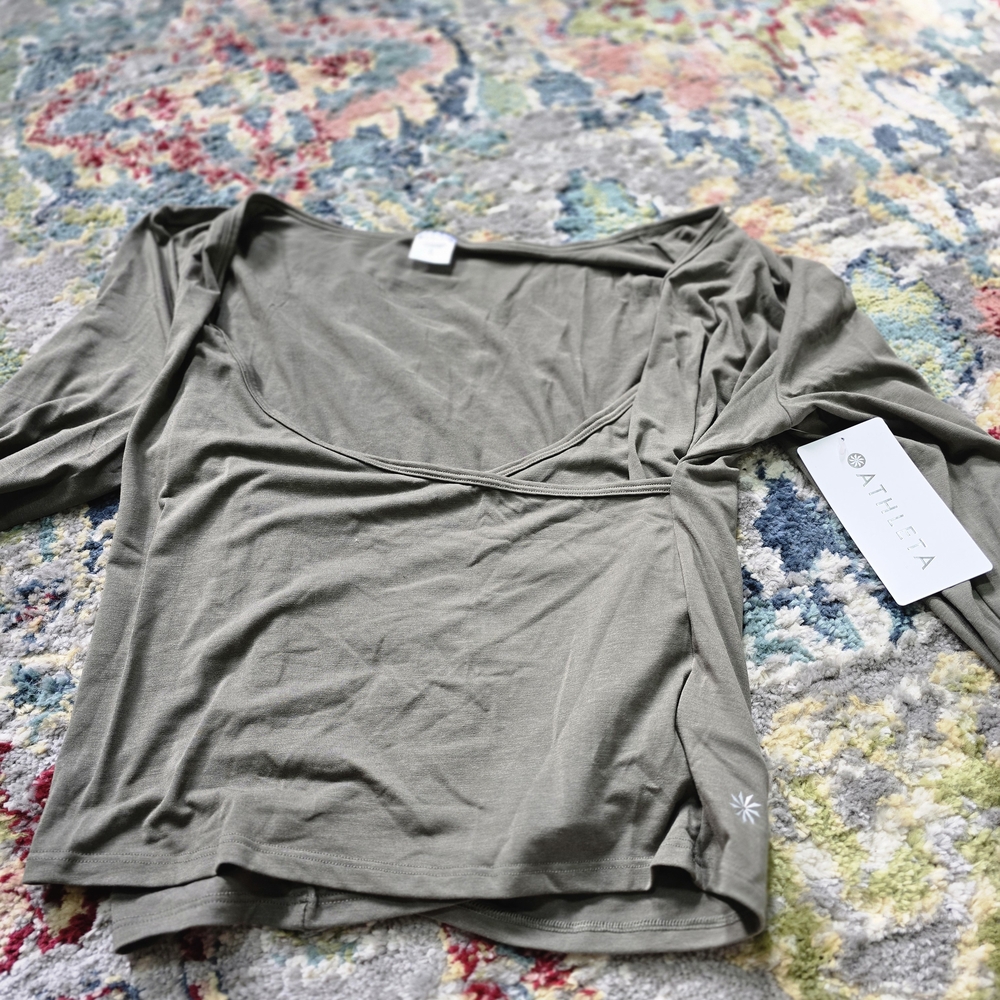Athleta Green Wrap Fitted Blouse